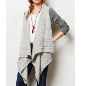 Anthropologie Saturday Sunday Cardigan Sweater Size Medium Gray Contrast Drape
